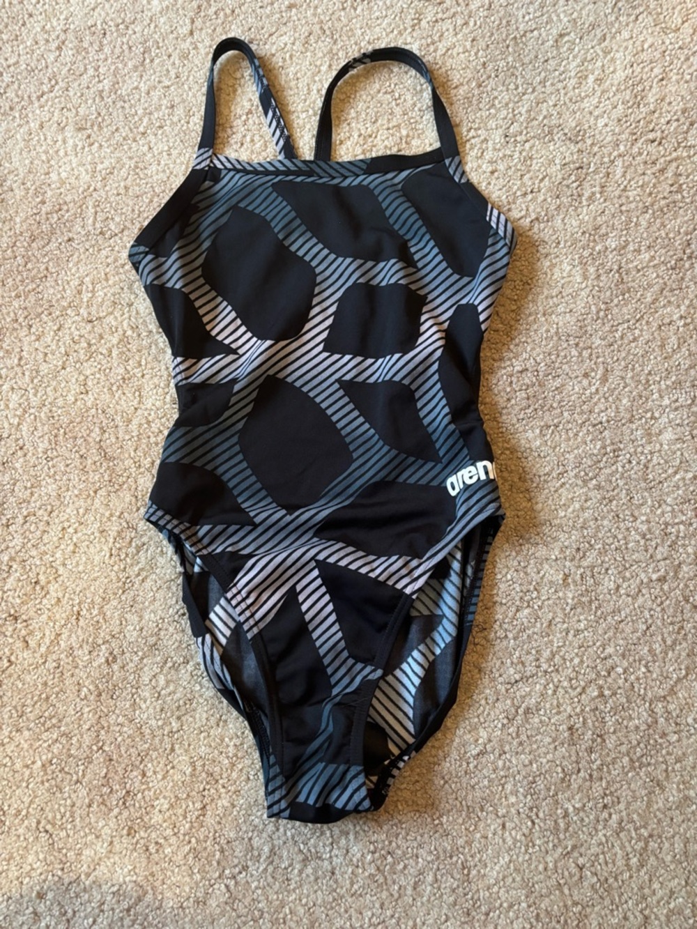 Arena Women's Black & Gray Patterned One-Piece Swimsuit